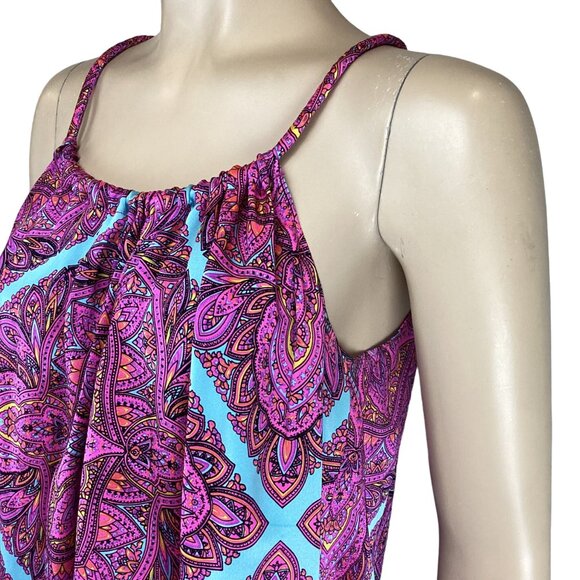Alice & Trixie Womens Top Size Medium Pink & Blue Paisley Sleeveless - Picture 4 of 6